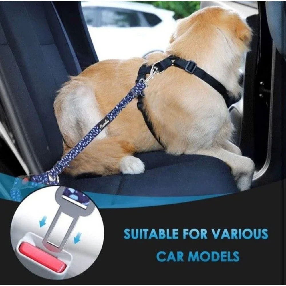 Slowton Dog Seatbelt 2 Pack Dog Seat Belt Car Leash Adjustable Elastic Bungee